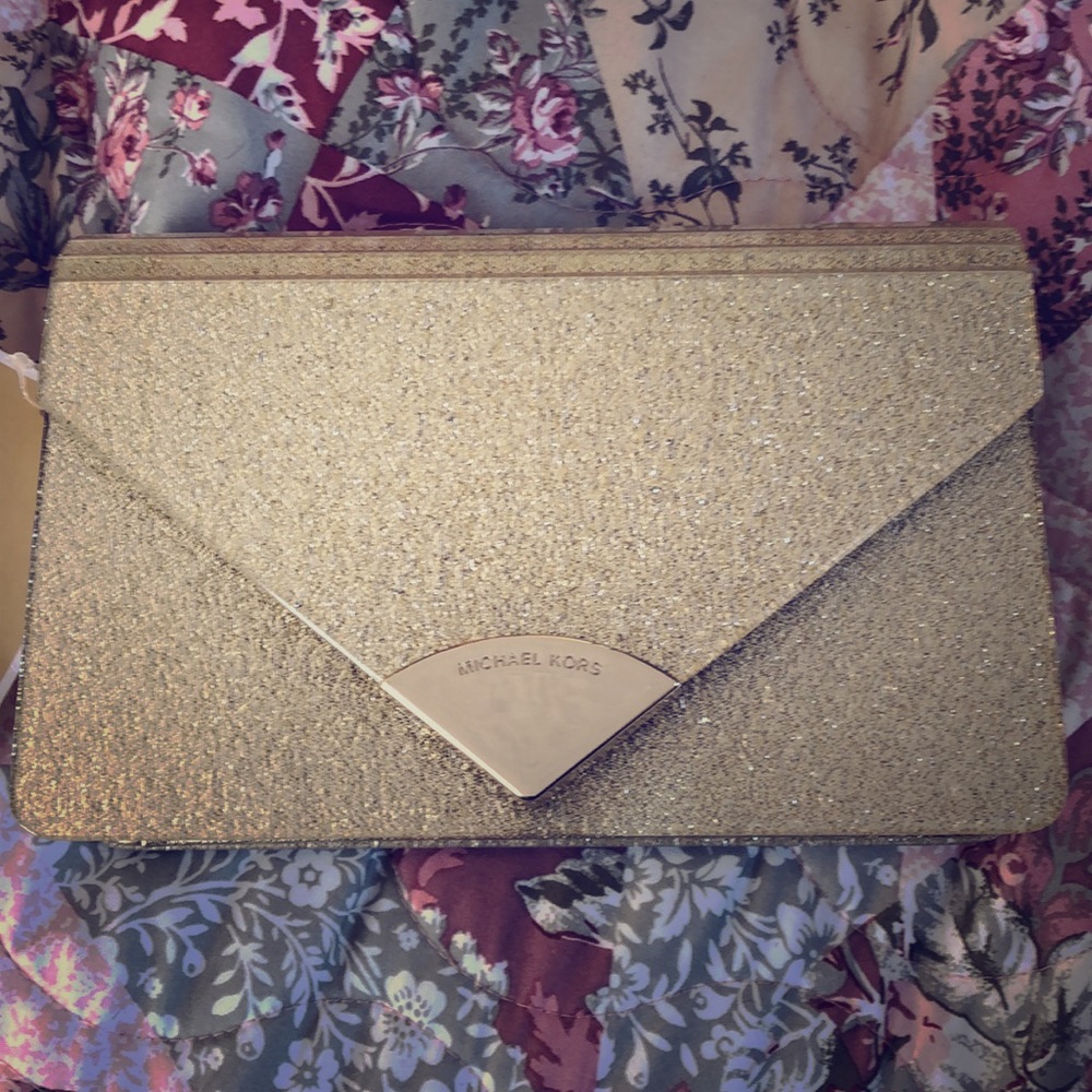 Michael Kors Gold Clutch with Removable Strap